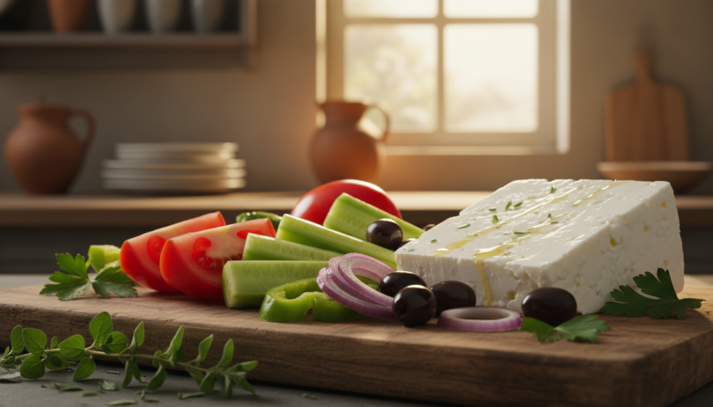 Zutaten für griechischen Salat