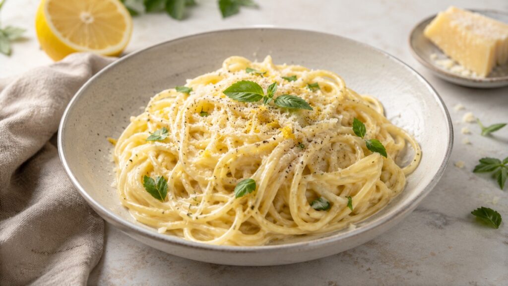 Pasta al Limone mit cremiger Zitronensauce und Parmesan