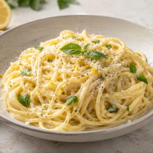Pasta al Limone mit cremiger Zitronensauce und Parmesan