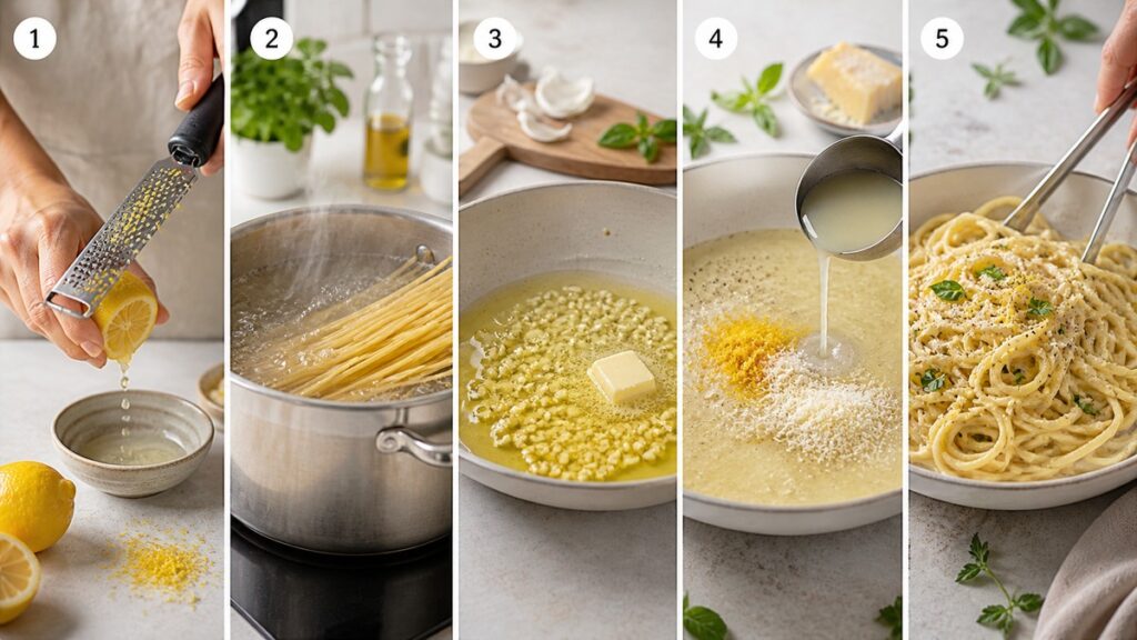 Pasta al Limone Schritt für Schritt zubereiten