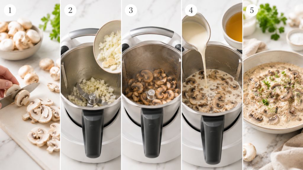 Schritt für Schritt Champignon Soße im Thermomix zubereiten