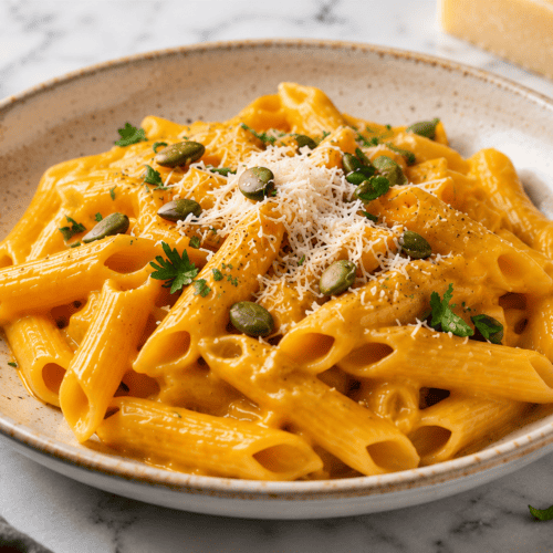 Kürbissauce Pasta cremig einfach und perfekt für den Herbst