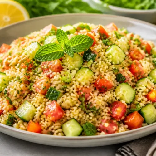Bulgursalat als fertiges Gericht appetitlich serviert