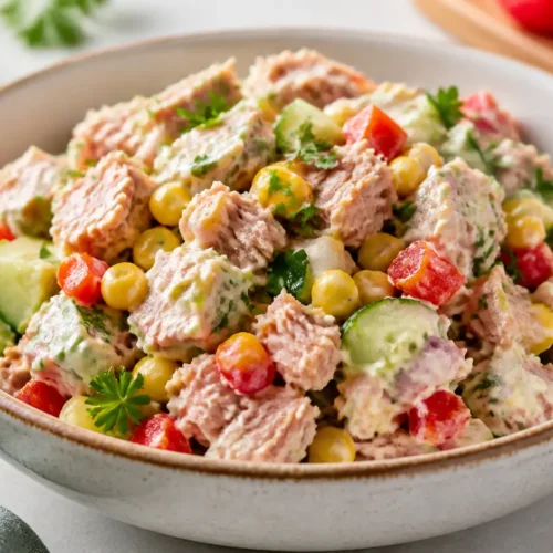 Thunfischsalat als fertiges Gericht appetitlich serviert