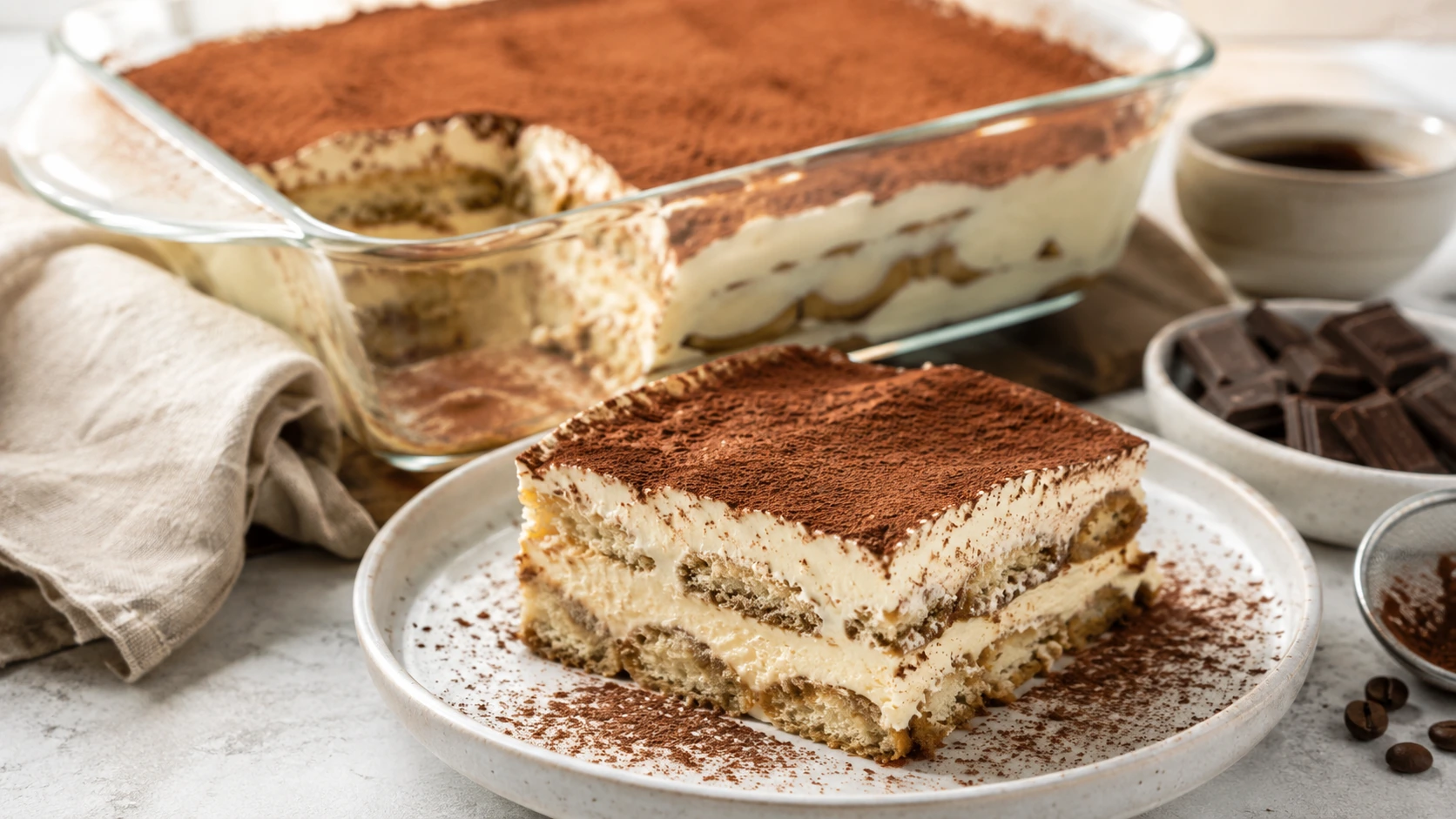Tiramisu als fertiges Gericht appetitlich serviert