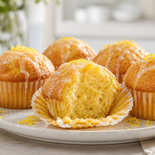 Zitronenmuffins mit Öl als fertiges Gericht appetitlich serviert