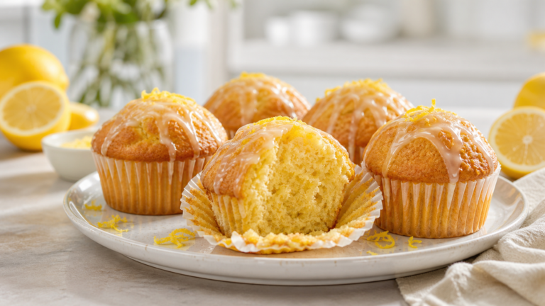 Zitronenmuffins mit Öl als fertiges Gericht appetitlich serviert