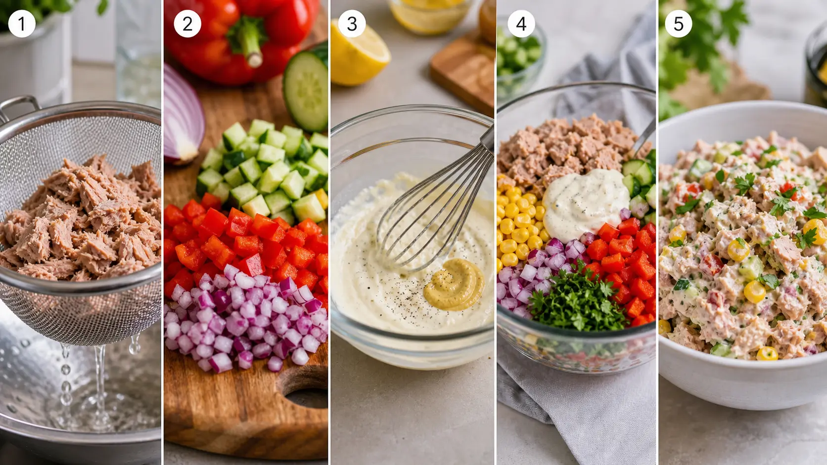 Thunfischsalat Schritt für Schritt zubereiten