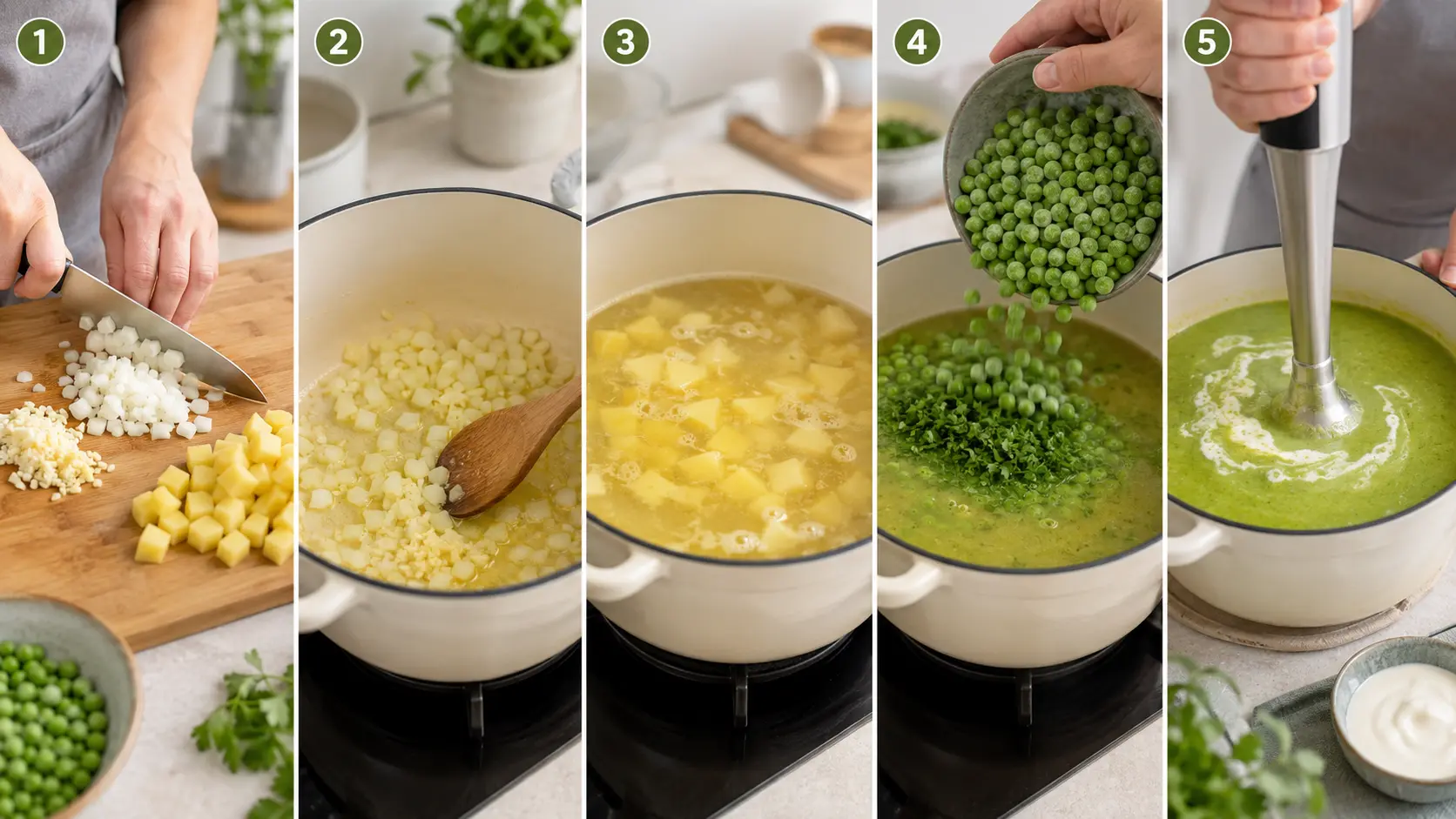 Feine Erbsensuppe Schritt für Schritt zubereiten