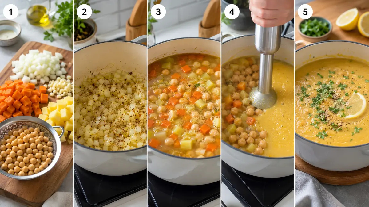 Kichererbsensuppe Schritt für Schritt zubereiten