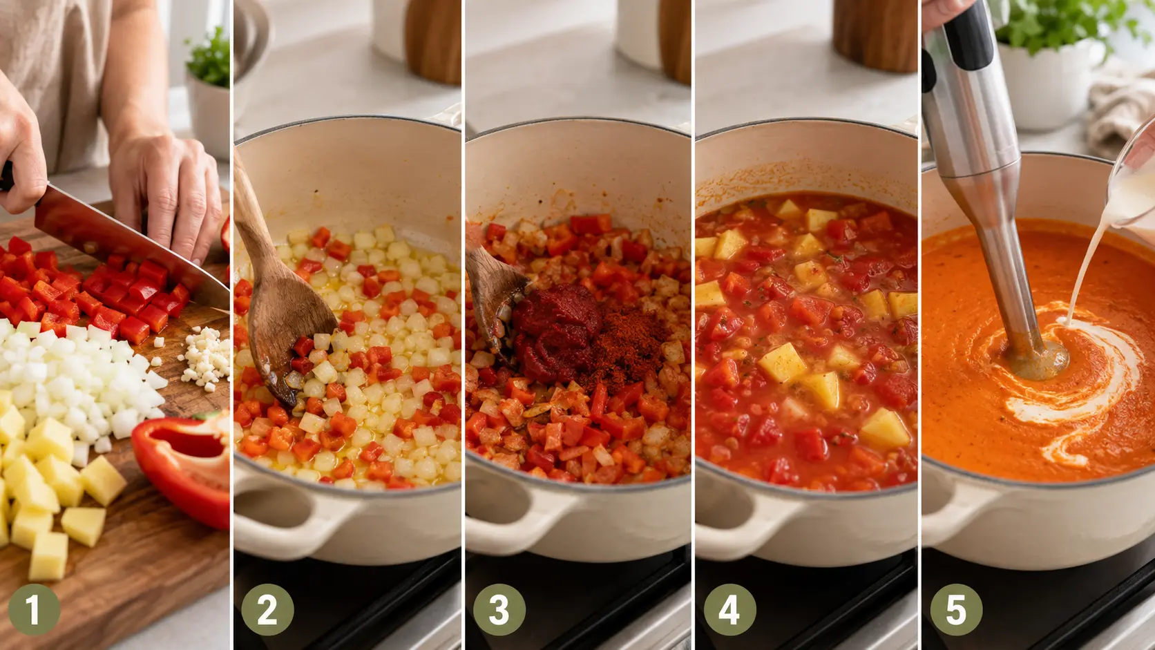 Tomaten-Paprika-Suppe Schritt für Schritt zubereiten
