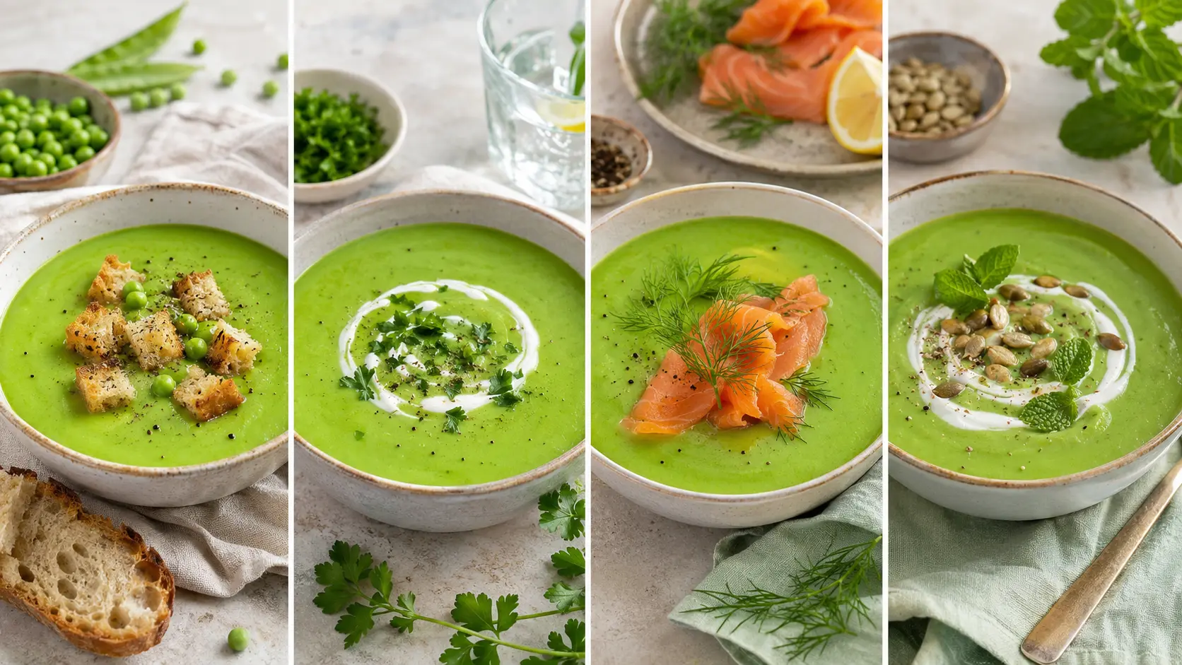 Feine Erbsensuppe mit passenden Servierideen