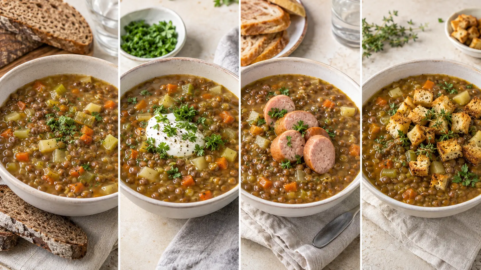 Klassische Linsensuppe mit passenden Servierideen
