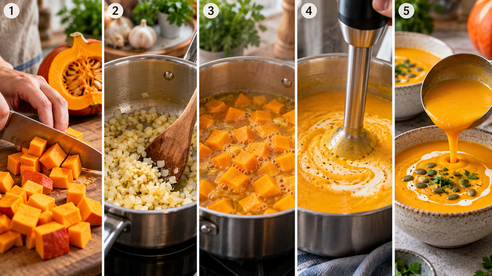 Kürbissuppe Schritt für Schritt zubereiten